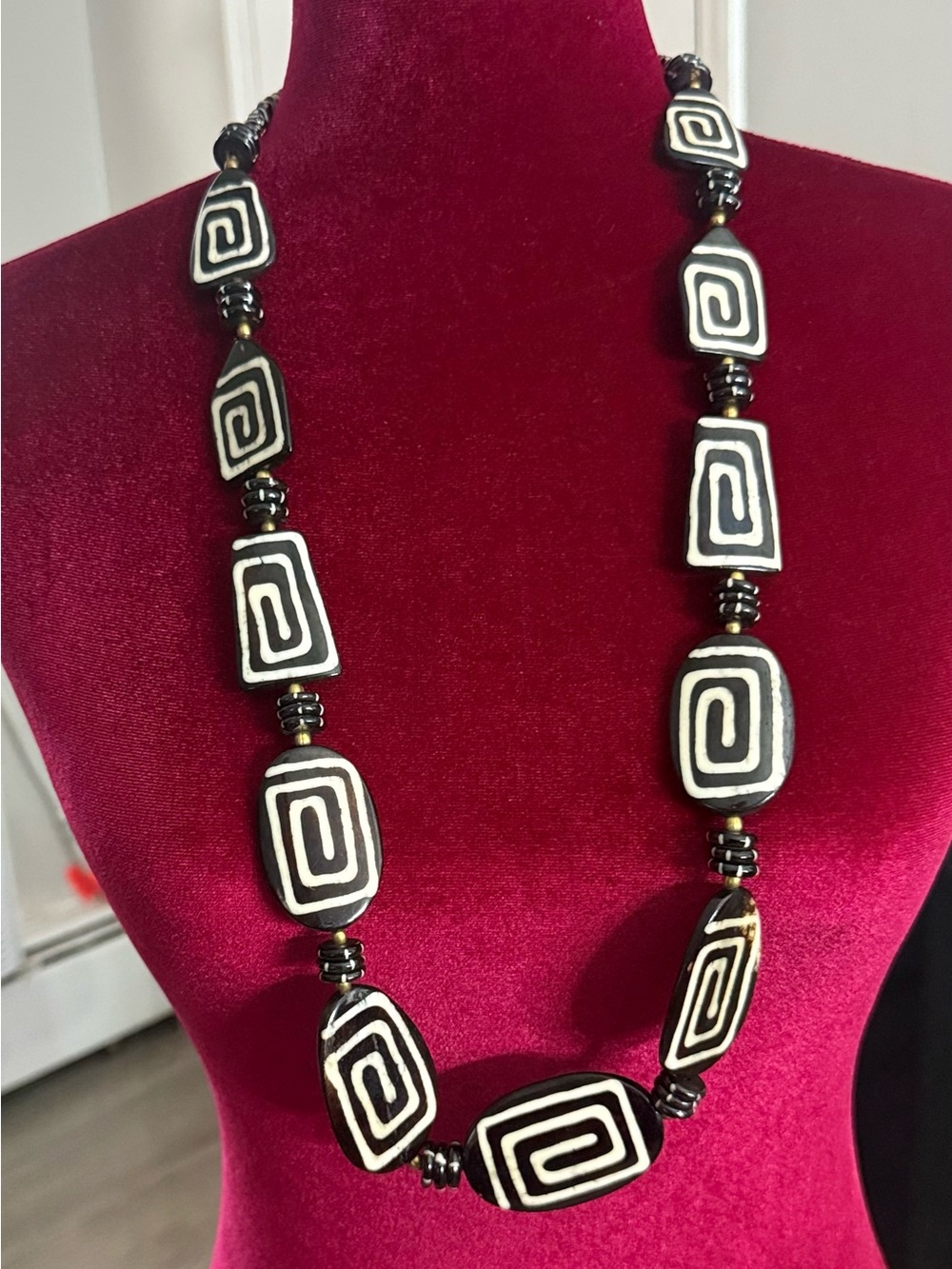 Vintage Handmade Tribal Batik Beaded 36” Necklace Bracelet 2 Pc Jewelry Set